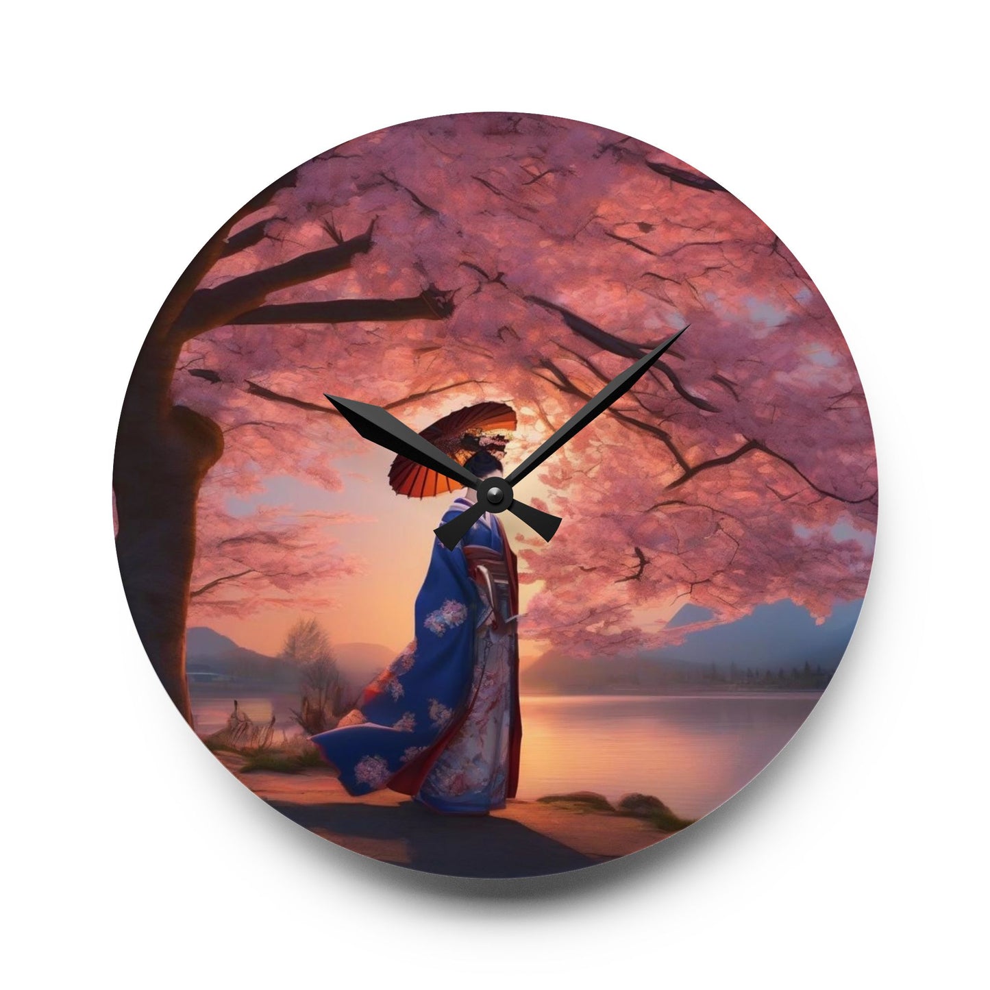 Cherry Blossom Wall Clock, Floral Home Decor, Nature Lover Gift, Acrylic Clock, Unique Wall Art, Japanese Inspired Decor