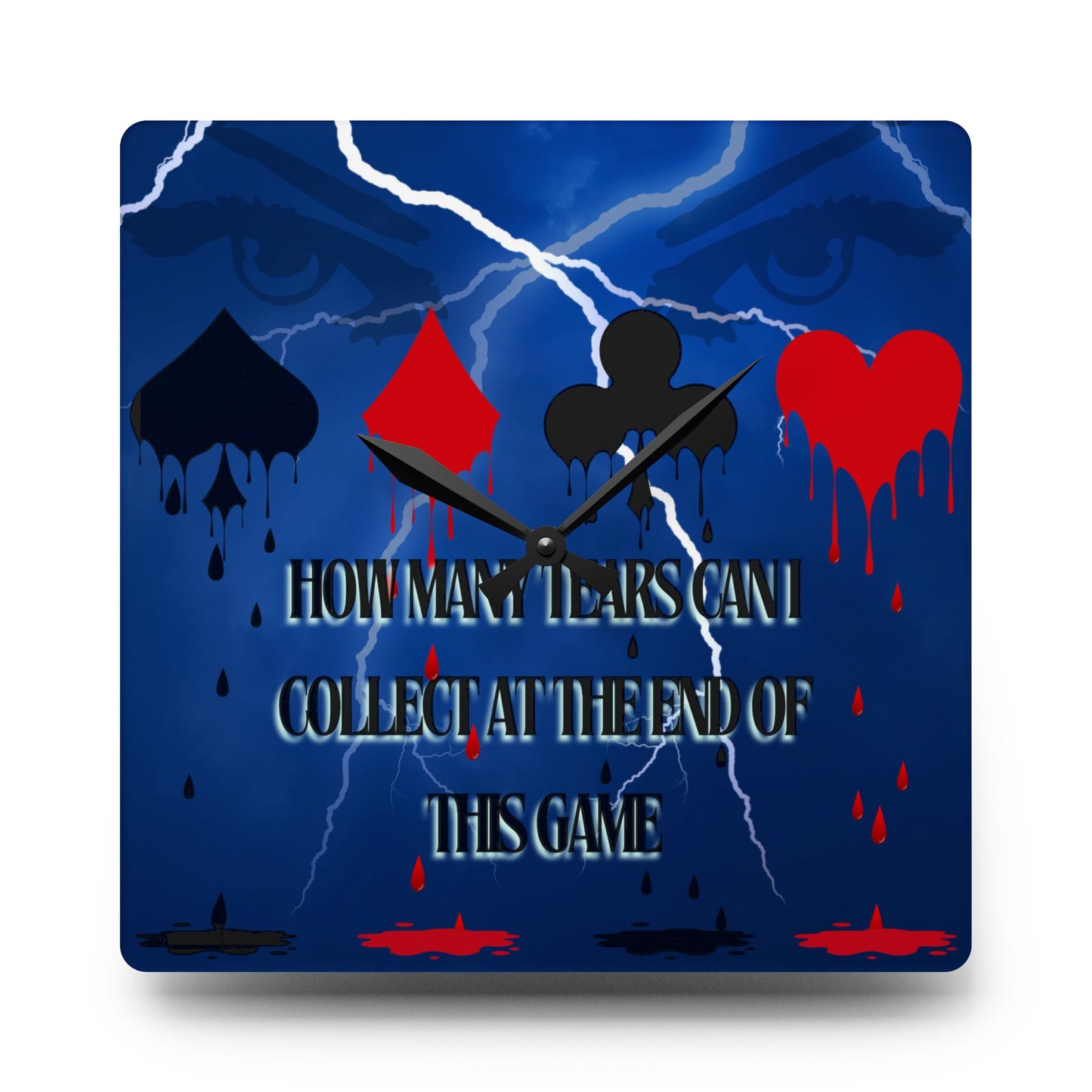 Acrylic Wall Clock - THE Crying Game, Unique Home Decor, Modern Wall Art, Silent Clock, Minimalist Design