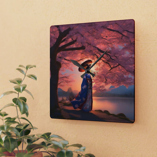 Cherry Blossom Wall Clock, Floral Home Decor, Nature Lover Gift, Acrylic Clock, Unique Wall Art, Japanese Inspired Decor