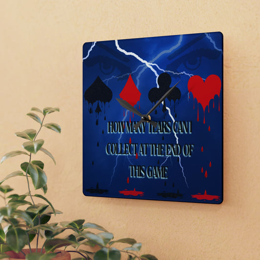 Acrylic Wall Clock - THE Crying Game, Unique Home Decor, Modern Wall Art, Silent Clock, Minimalist Design