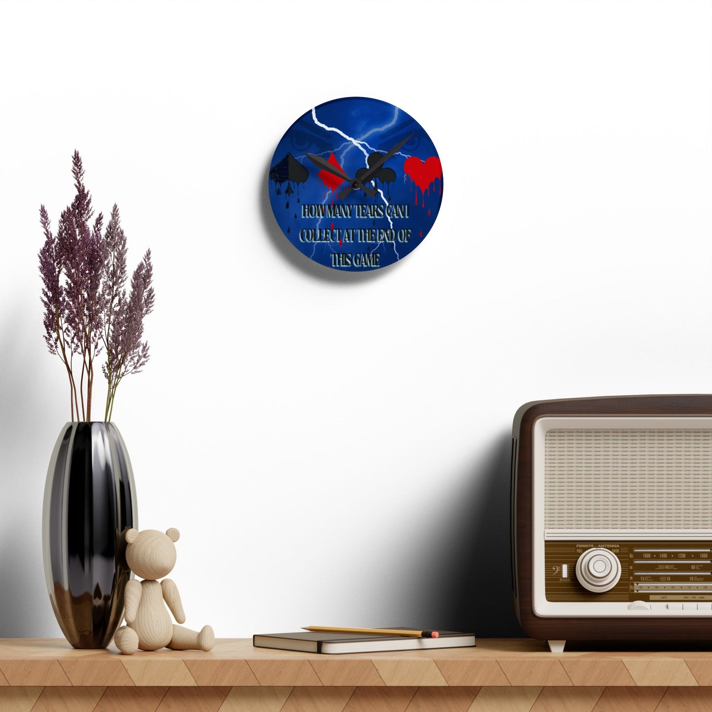 Acrylic Wall Clock - THE Crying Game, Unique Home Decor, Modern Wall Art, Silent Clock, Minimalist Design